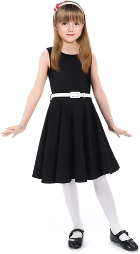 Miniatura 8 de gogoparti Vestido vintage para niñas, vestidos para ocasiones especiales con collar, vestido de lunares para niños, vestido de fiesta retro