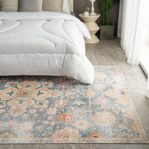 Miniatura 453 de Syalife 4x6 Alfombra Lavable para Área, Ultra Suave Antideslizante, Pila Baja, Alfombra Vintage Resistente a Manchas para Sala de Estar, Alfombra