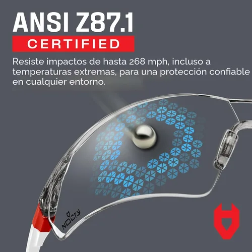 Miniatura 5 de NoCry Gafas de seguridad transparentes para hombres y mujeres; gafas de trabajo ligeras con marcos ajustables y agarres antideslizantes; gafas