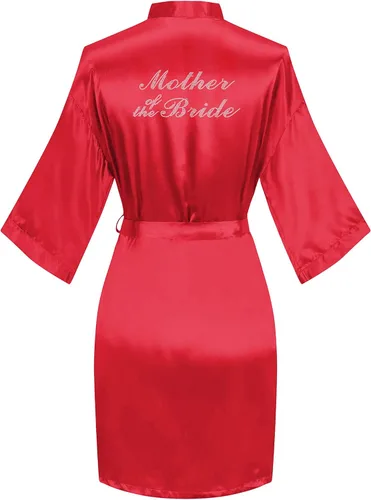 Miniatura 70 de Bata de boda para mujer, para novia, dama de honor, corta, de satén, kimono, batas de seda para prepararse, fiesta nupcial