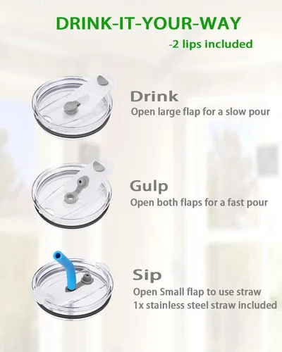 Miniatura 3 de zenbo - Vaso de acero inoxidable aislado al vacío con asa, tapa y popote, mantiene las bebidas frías hasta 36 horas, cuerpo a prueba de sudor, apto