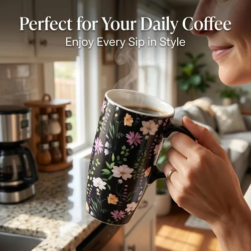 Miniatura 2 de Topadorn Taza de viaje de cerámica reutilizable de 17 onzas con tapa y asa, taza de café de cerámica con caja de color para los amantes del café