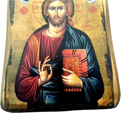 Miniatura 3 de Icono de madera griego cristiano ortodoxo madera de Jesucristo / A0