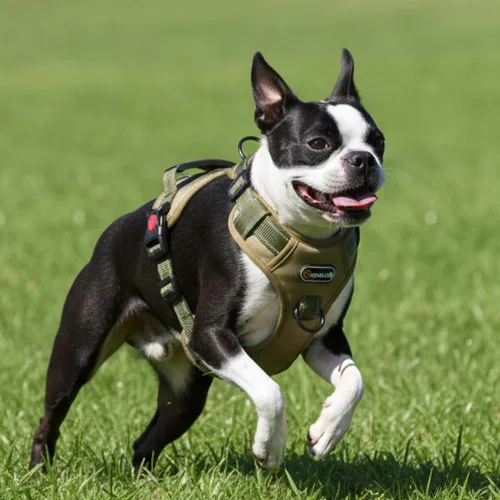Miniatura 2 de Arnés táctico para perro, ajustable, sin tirones, con correas reflectantes y asa, arnés para cachorros con clips metálicos dobles para correa
