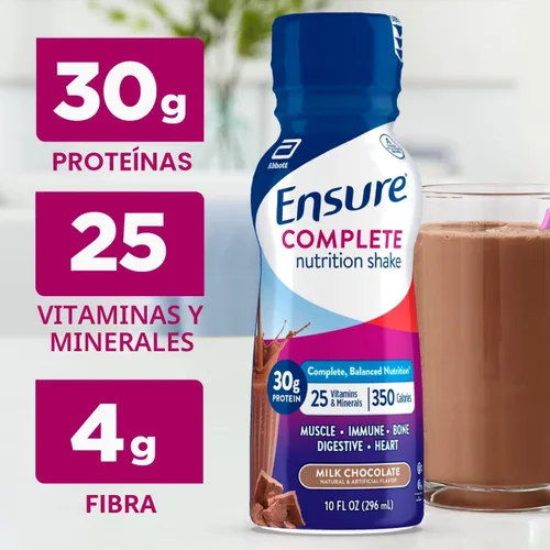 Miniatura 3 de Ensure COMPLETE Nutrition Shake, 1.06 oz de proteína, batido de reemplazo de comidas, con nutrientes para la salud inmunológica, chocolate, 10 onzas