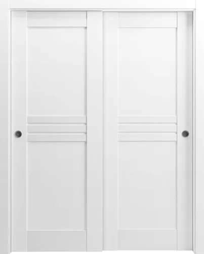VDOMDOORS Mela 7444 Puertas interiores de derivación, sin vidrio, MDF, 36x80, blanco, accesorios de estilo moderno incluidos