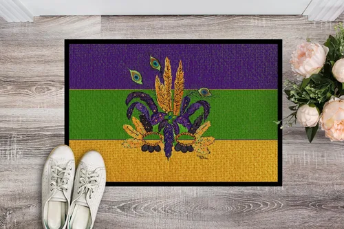Miniatura 2 de Caroline's Treasures 8387MAT - Tapete con máscara de Mardi Gras de 18 x 27 pulgadas, tapete para puerta delantera, para interiores y exteriores