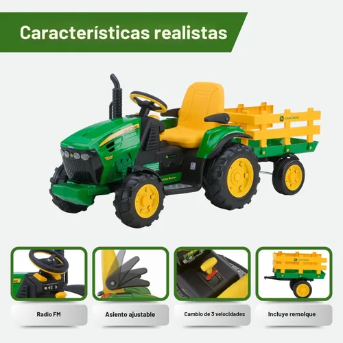 Miniatura 3 de Peg Perego John Deere - Tractor de fuerza terrestre con remolque de 12 voltios para montar