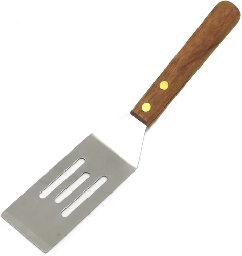 Chef Craft Espátula para galletas con mango de madera ranurado de acero inoxidable, 8 pulgadas de largo, natural