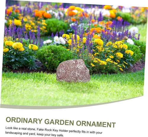 Miniatura 6 de Stone Key Hider - Diseño realista de roca para almacenamiento de llaves al aire libre para jardines y patios, material de resina confiable que
