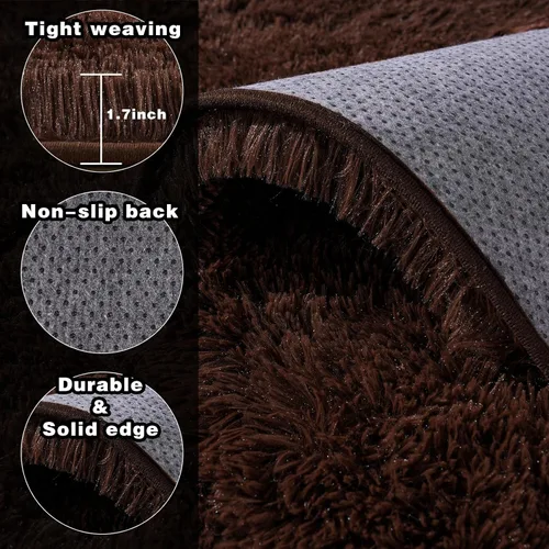 Miniatura 62 de Alfombras de área de 8x10 para sala de estar, alfombra shaggy grande ultra suave y esponjosa para dormitorio, alfombras de felpa mullida Blanco crema
