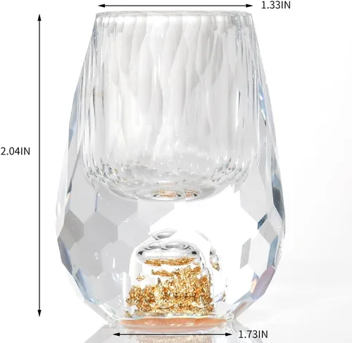 Miniatura 3 de SIYOUKI Juego de vasos de chupito de cristal 0.5oz, decorado con copos de hoja de oro de 24K, sin plomo, juego hecho a mano adecuado para MaoTai