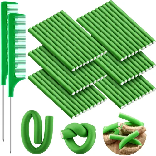 WILLBOND 60 Piezas Varillas Rizadoras Flexibles Rulos Rizadores Rodillos Twist Flexi Sin Calor Varillas Rodillos para Cabello Largo Corto Mujeres
