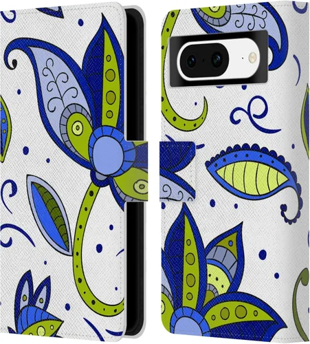 Head Case Designs Officially Licensed Haroulita Blue Flower Cute Flower Pattern Leather Wallet Case Compatible with Google Pixel 8