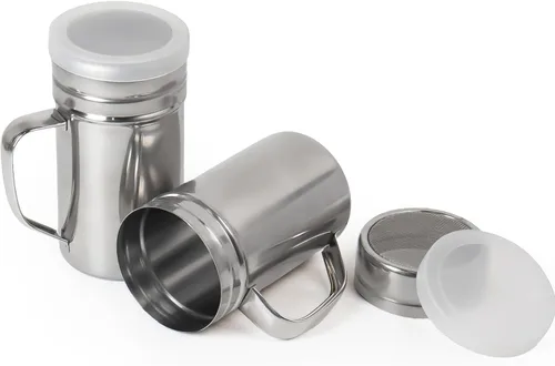 Miniatura 8 de 2 unidades de agitador de azúcar en polvo con asa, latas de polvo de malla fina de acero inoxidable con tapa de plástico, agitador de draga