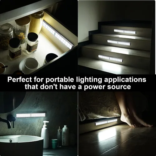 Miniatura 7 de MOSTON Luces de armario recargables superbrillantes 78 LED con sensor de movimiento, iluminación nocturna para armario de cocina, debajo