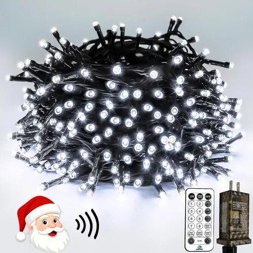 Miniatura 17 de Luces de Navidad controladas por voz con control remoto, cadena de 300 luces LED de 99 pies para interiores y exteriores con 12 modos, 3
