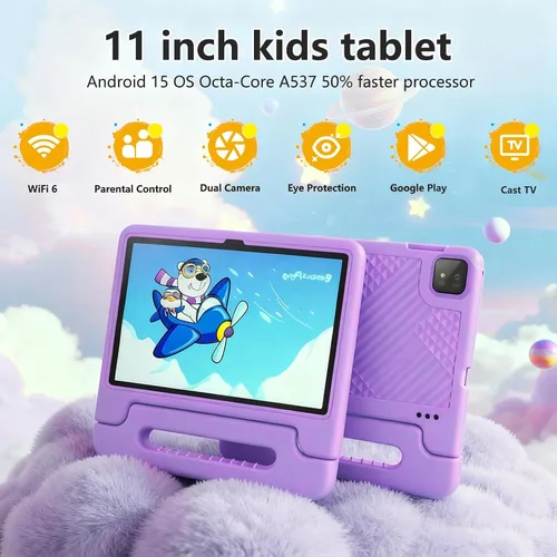 Miniatura 2 de NRKDUBQ Tablet infantil de 11 pulgadas Android 15 20GB + 128GB Octa-Core 8000mAh tableta Todder con funda a prueba de caídas, control parental, WiFi