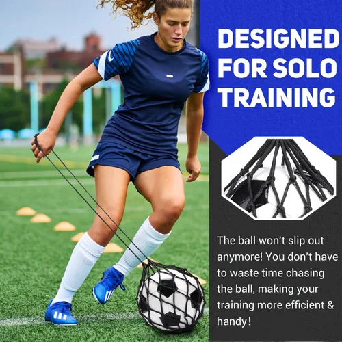 Miniatura 5 de TOBWOLF Football Kick Trainer, Soccer Return Trainer Net Fits Ball Size 3, 4, 5, Hands-Free Soccer Kick Throw Training Aid