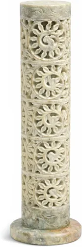 Miniatura 8 de Carry Me - Soporte para varillas de incienso de mármol Quemador de velas, soporte para velas de té, tallado floral hecho a mano, 3 x 3 x 10.5