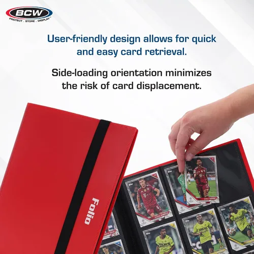 Miniatura 3 de BCW Basics Folio - Álbum de 9 bolsillos, color rojo, carpeta de carga lateral segura para archivos, solución de almacenamiento premium para tarjetas