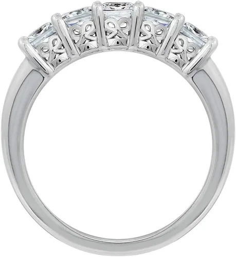 Miniatura 2 de Tienda Collection Platinum or Gold Plated Sterling Silver Princess-Cut 5-Stone Ring made with Infinite Elements Zirconia