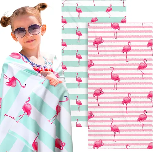 Yahenda Paquete de 2 toallas de playa para niños de secado rápido para playa, piscina, baño, toalla para viajes, ducha, natación, campamento, 28 x