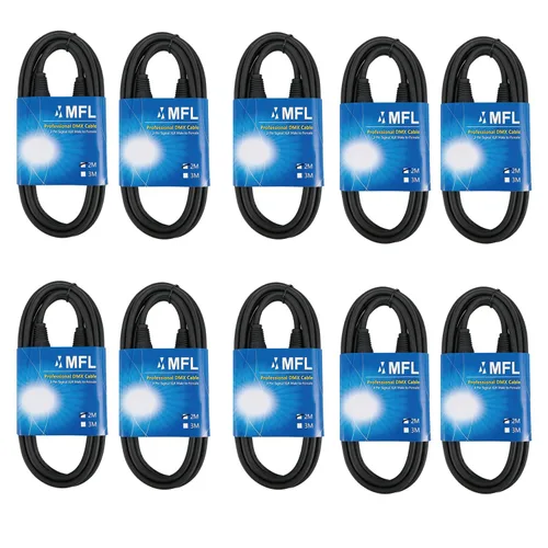 MFL. Cable DMX flexible de 6.5 pies, señal de 3 pines, XLR macho a hembra, cable para iluminación de escenario, luces de DJ, 22 AWG, impedancia de