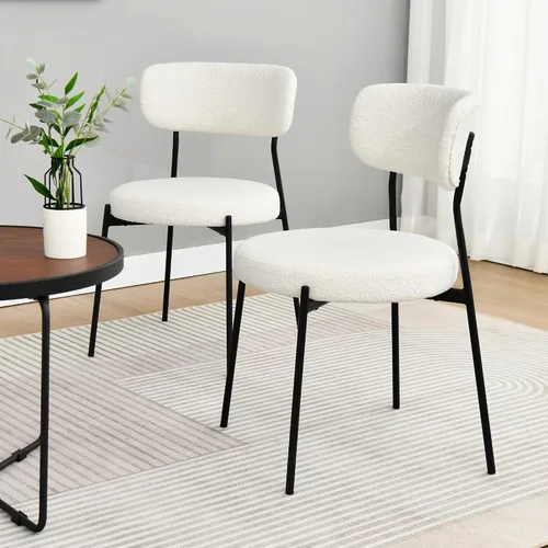 Miniatura 8 de DUHOME Silla de comedor de 2, sillas de comedor acolchadas sin brazos con patas de metal negro, silla auxiliar moderna con respaldo de mediados