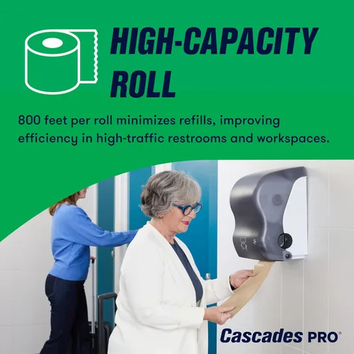Miniatura 4 de Cascades PRO Seleccione toallas de papel de mano fuertes y absorbentes, adecuadas para la mayoría de dispensadores universales, rollos de toallas