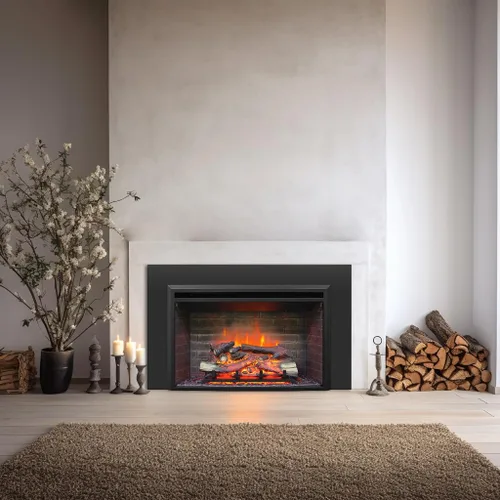 Miniatura 2 de PuraFlame Western - Inserto eléctrico para chimenea de 33"x21" con kit de adornos, sonido de fuego crepitante, tronco de resina, control remoto