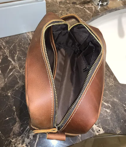 Miniatura 3 de Calissimo Neceser de viaje de cuero genuino - Kit Dopp - Kit de afeitado.