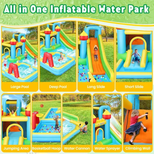 Miniatura 3 de AKEYDIY Bounce House - Tobogán acuático inflable gigante para niños grandes de 8 a 12 años y de 3 a 10 años, casa de rebote con tobogán de agua
