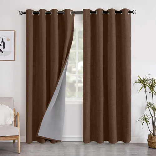 Miniatura 22 de YoungsTex - Cortinas opacas de lino para dormitorio, oscurecimiento de la habitación, cortinas con textura de lino, paneles con aislamiento térmico