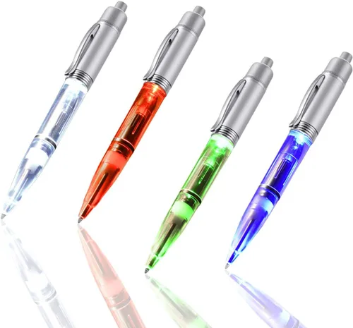 Miniatura 11 de Penyeah Bolígrafo de punta iluminada, bolígrafo de luz LED para escribir en la oscuridad, funciona con pilas AAA, 2 bolígrafos pesados ajustables