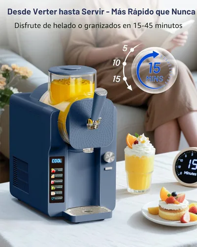 Miniatura 5 de Máquina de granizado y helado 2 en 1 - 6 modos para batidos, batidos, cócteles, margaritas y helados, tanque de doble capa, soporte para cono
