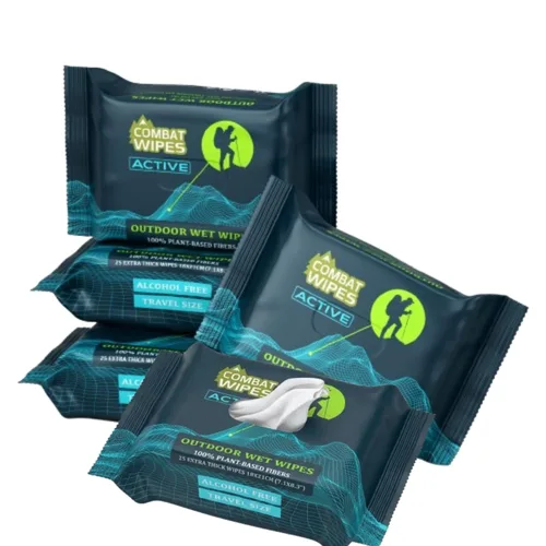 Miniatura 11 de Combat Wipes ACTIVE Toallitas Húmedas para Exteriores - Equipo de Campamento Extra Grueso, Biodegradable, Paños de Limpieza/Refrescantes para Cuerpo