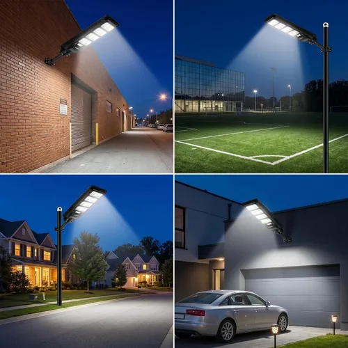 Miniatura 9 de LANGY Luces de calle solares LED de 200 W, 360 piezas LED de alto brillo con energía solar para exteriores, luz de calle LED de seguridad