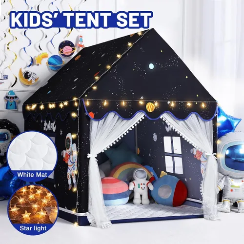Miniatura 2 de Wilwolfer Space - Tienda de campaña para niños en interior: con paspartú, tienda de campaña para niños, juguetes espaciales, decoraciones