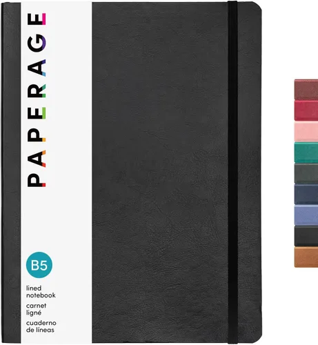 Miniatura 16 de PAPERAGE - Libreta de rayas con tapa blanda (color negro), 160 páginas, cuaderno de reglas universitarias de tamaño mediano, 5.6 x 7.9 pulgadas