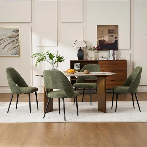 Miniatura 3 de Rowill Juego de 2 sillas de comedor tapizadas de mediados de siglo, modernas sillas de comedor, sillas de cocina, sillas decorativas con patas