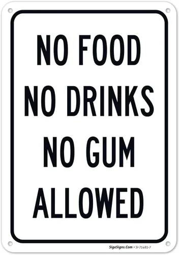 Miniatura 18 de Cartel de "No Food No Drinks No Gum Allowed", 10 x 7 pulgadas, calcomanías de vinilo de 4 mil, resistentes a la intemperie, fabricadas en Estados
