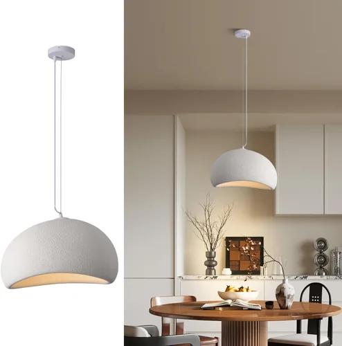 Miniatura 5 de Luces Colgantes Wabi Sabi de Tamaño Mini de 11.8 pulgadas, Blanco, Candelabro Moderno Japandi, Accesorio de Iluminación para Isla de Cocina