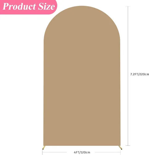 Miniatura 113 de Putros Cubierta de Arco de Boda 6 Pies Beige Spandex Ajustada Parte Superior Redonda Chiara Cubiertas de Soporte de Fondo para Decoración de Bodas