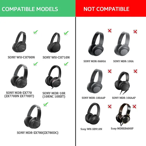 Miniatura 2 de Krone Kalpasmos Sony WH-CH700N - Almohadillas de repuesto para auriculares, piel de proteína para Sony WH-CH700N, compatibles con Sony WH-CH710N