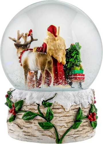 Miniatura 4 de Bola de nieve musical de Santa de 120 mm con renos de The San Francisco Music Box Company