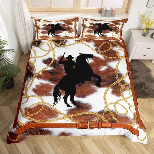 Miniatura 7 de Manfei Juego de funda de edredón de aventura, tamaño individual, funda de edredón rústica con 1 funda de almohada, juego de ropa de cama de retazos