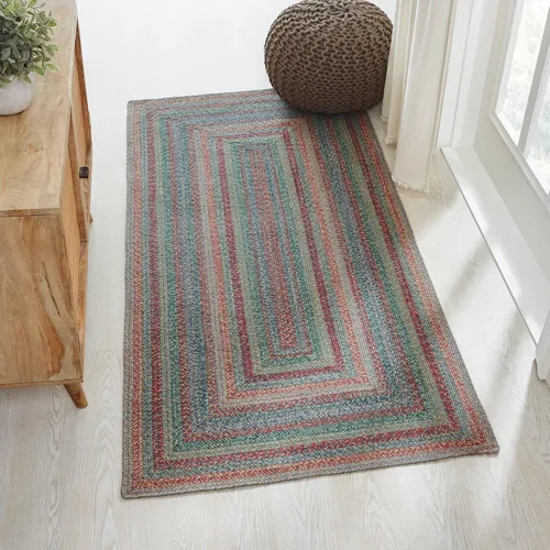 Miniatura 8 de VHC Brands Alfombra de yute multi medio círculo con almohadilla 19.5x36