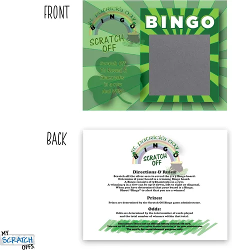 Miniatura 6 de My Scratch Offs Paquete de 26 tarjetas para raspar del día de San Patricio, trébol de los días de San Patricio, para tarjetas de bingo, recuerdos