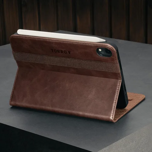 Miniatura 3 de TORRO Funda compatible con iPad mini 7/6 – Funda de piel auténtica para iPad mini de 7ª/6ª generación (2024/2021) con función de soporte